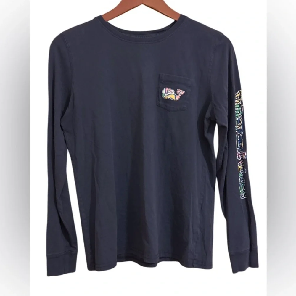 Vineyard Vines Navy Blue Whale Long Sleeve Shirt- Size S - Picture 2 of 7